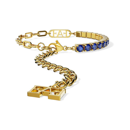 Glam Tennis Chain Bracelet / Blue Color - Enzo Attini - - jewelry_men