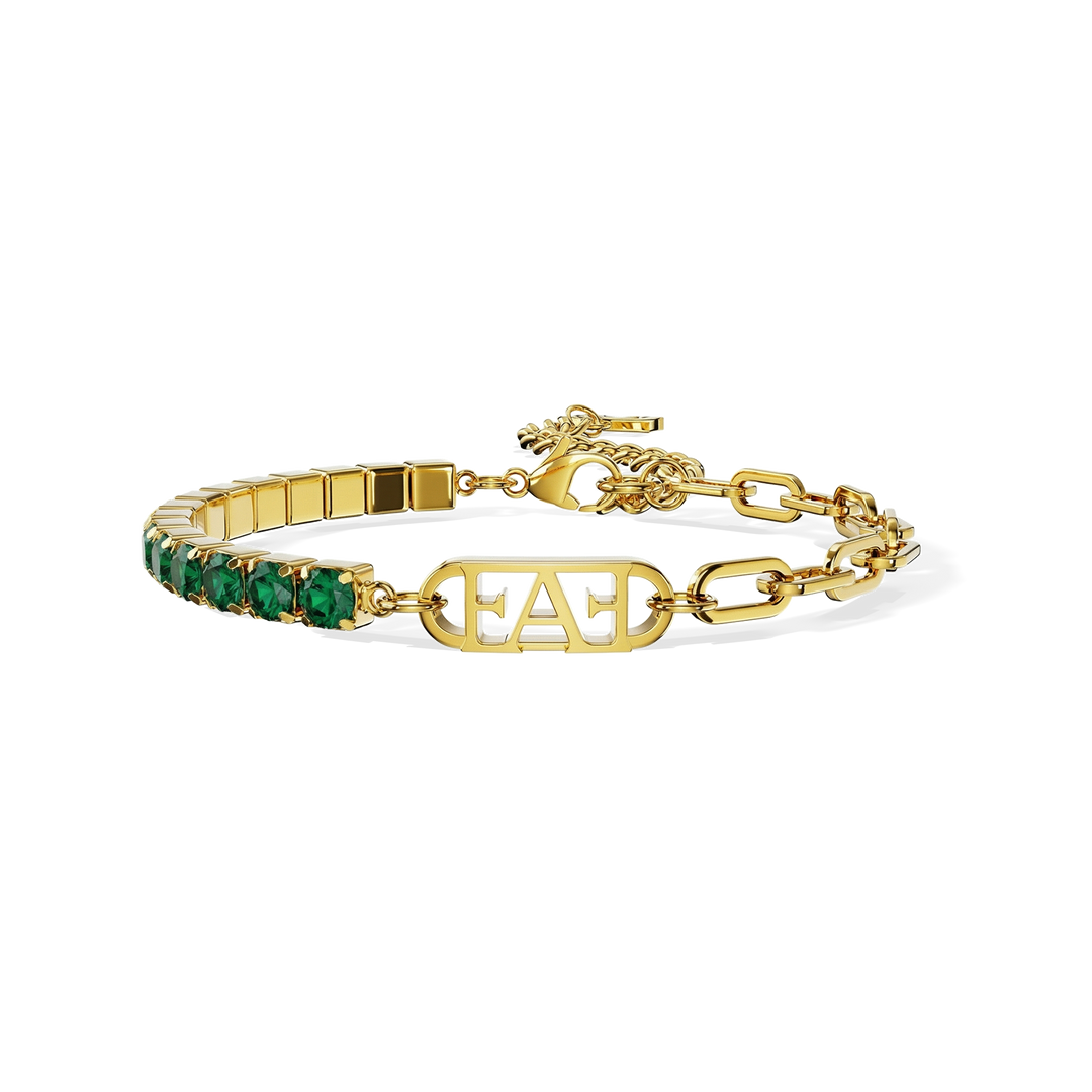 Glam Tennis Chain Bracelet / Green Emerald Color. - Enzo Attini - - jewelry_women