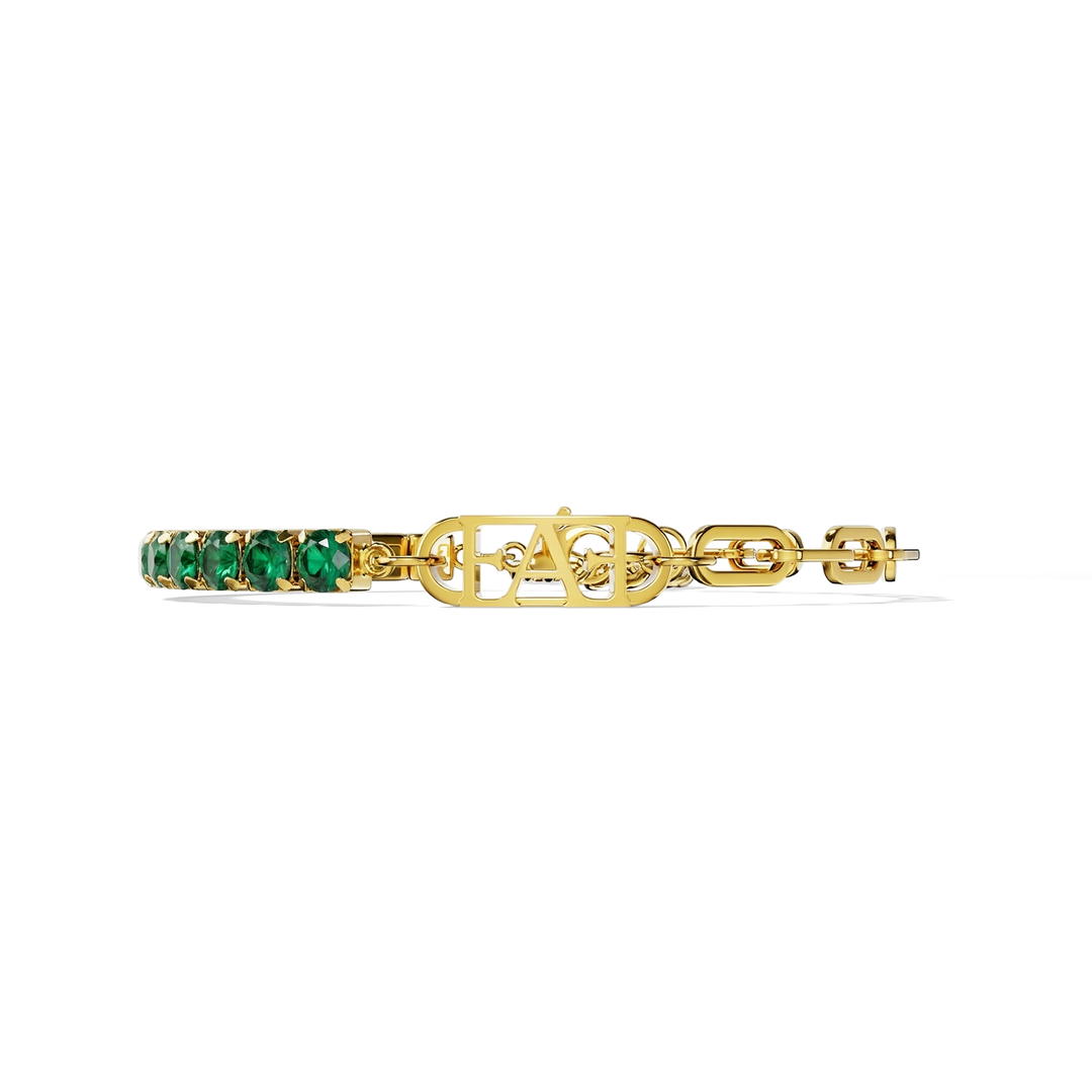 Glam Tennis Chain Bracelet / Green Emerald Color. - Enzo Attini - - jewelry_women