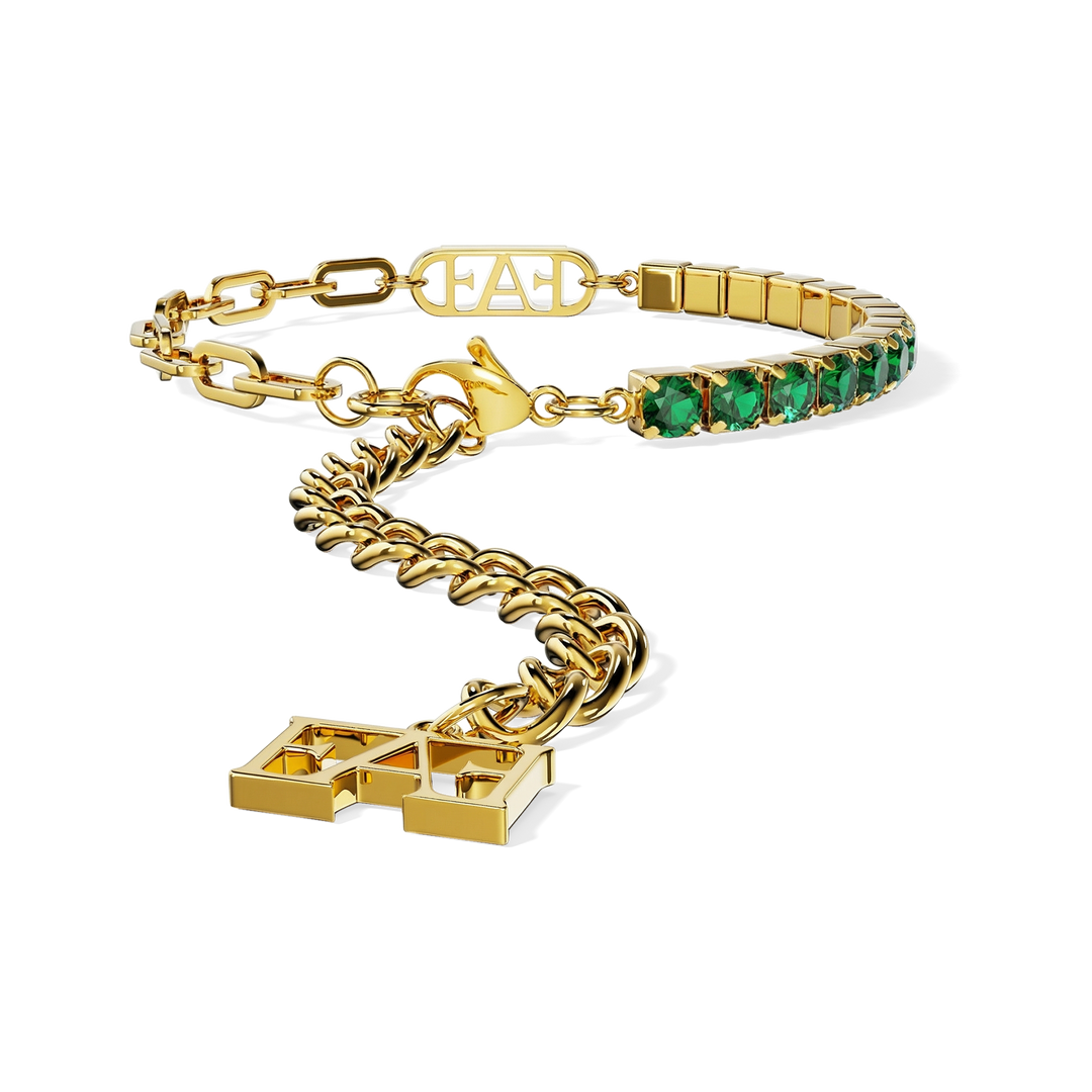 Glam Tennis Chain Bracelet / Green Emerald Color. - Enzo Attini - - jewelry_women