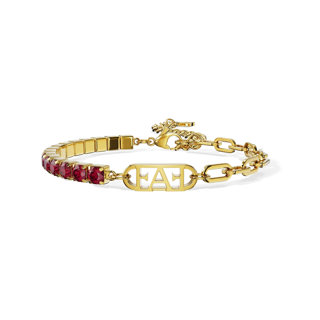 Glam Tennis Chain Bracelet / Red Ruby Color. - Enzo Attini - - jewelry_women
