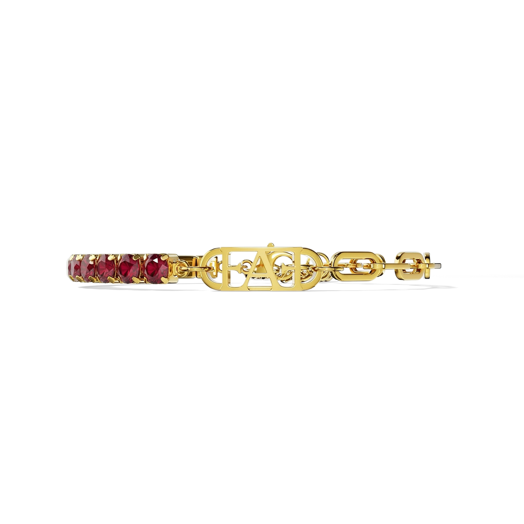 Glam Tennis Chain Bracelet / Red Ruby Color. - Enzo Attini - - jewelry_women