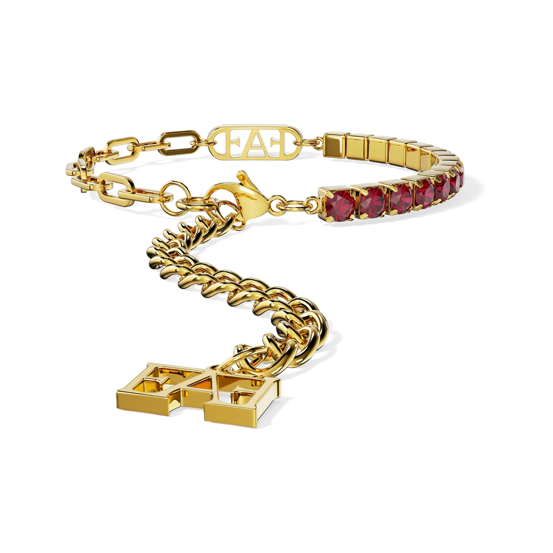Glam Tennis Chain Bracelet / Red Ruby Color. - Enzo Attini - - jewelry_women