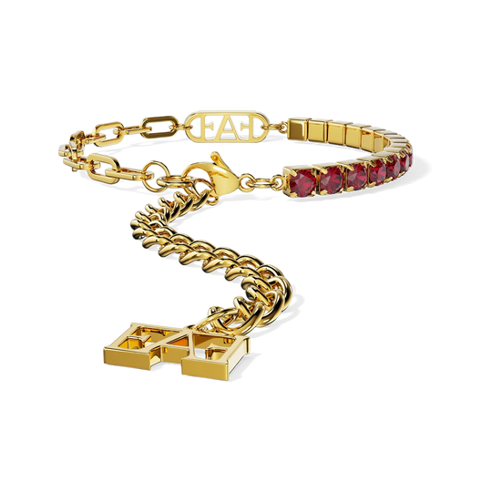Glam Tennis Chain Bracelet / Red Ruby Color. - Enzo Attini - - jewelry_women