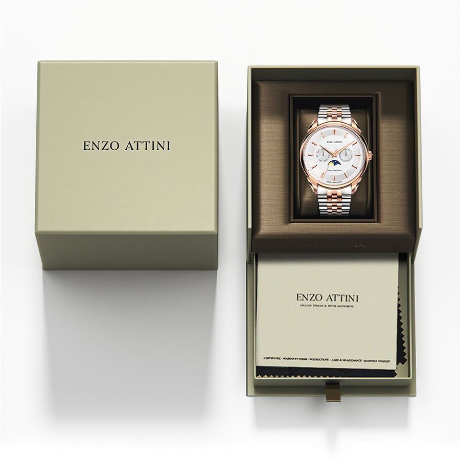 Piazza San Marco di Venezia / President Bracelet, Silver & Rose Gold Color, Swiss Movement.