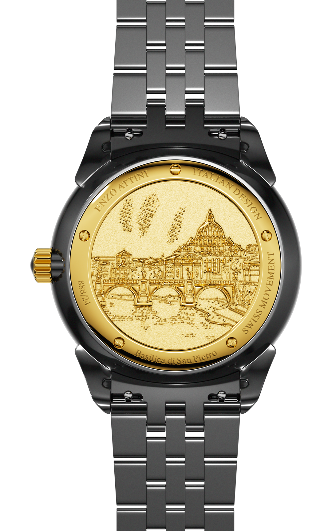 Basilica di San Pietro ll / Ceramic Bracelet, Black Color, Swiss Movement