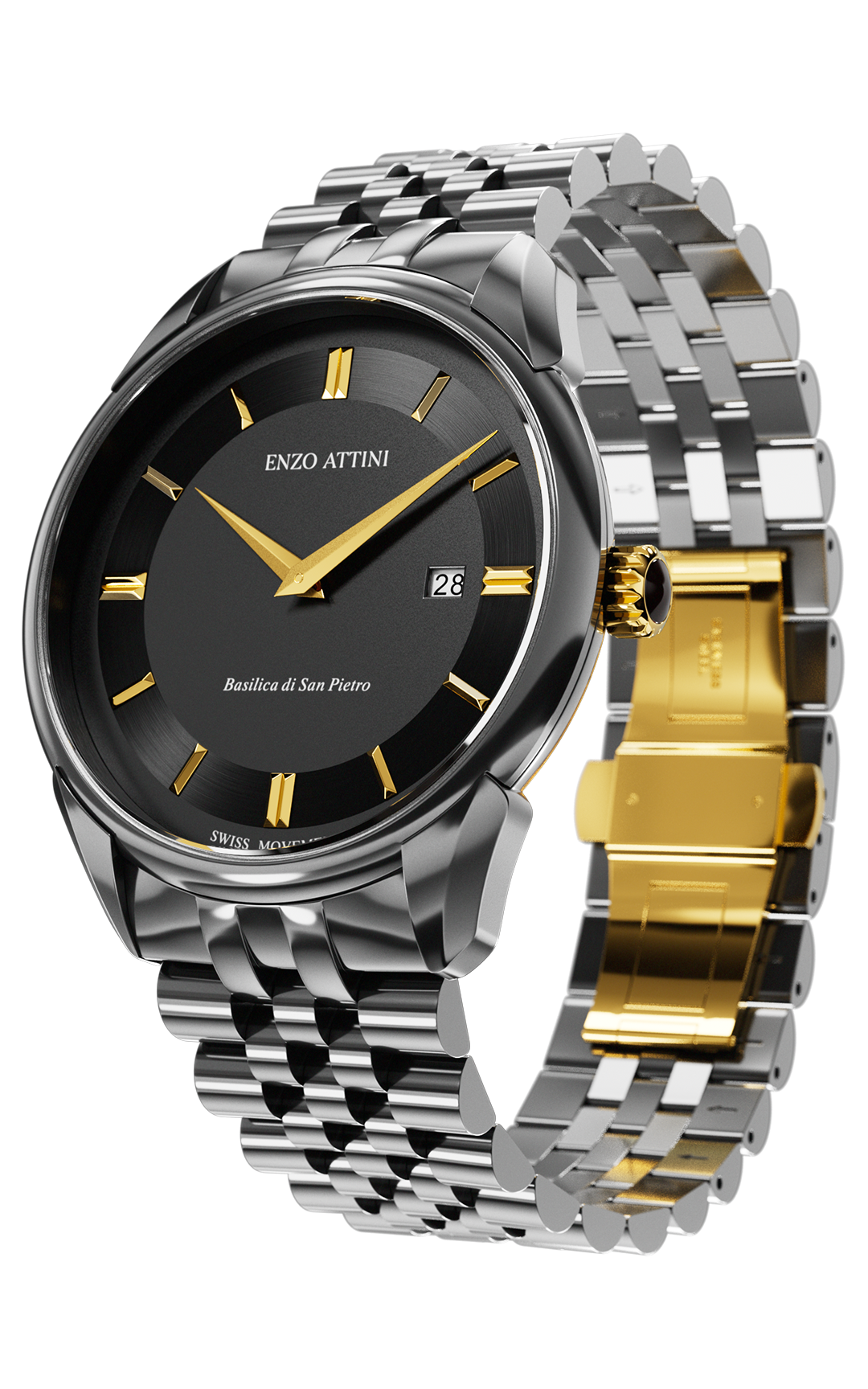 Basilica di San Pietro ll / Ceramic Bracelet, Black Color, Swiss Movement