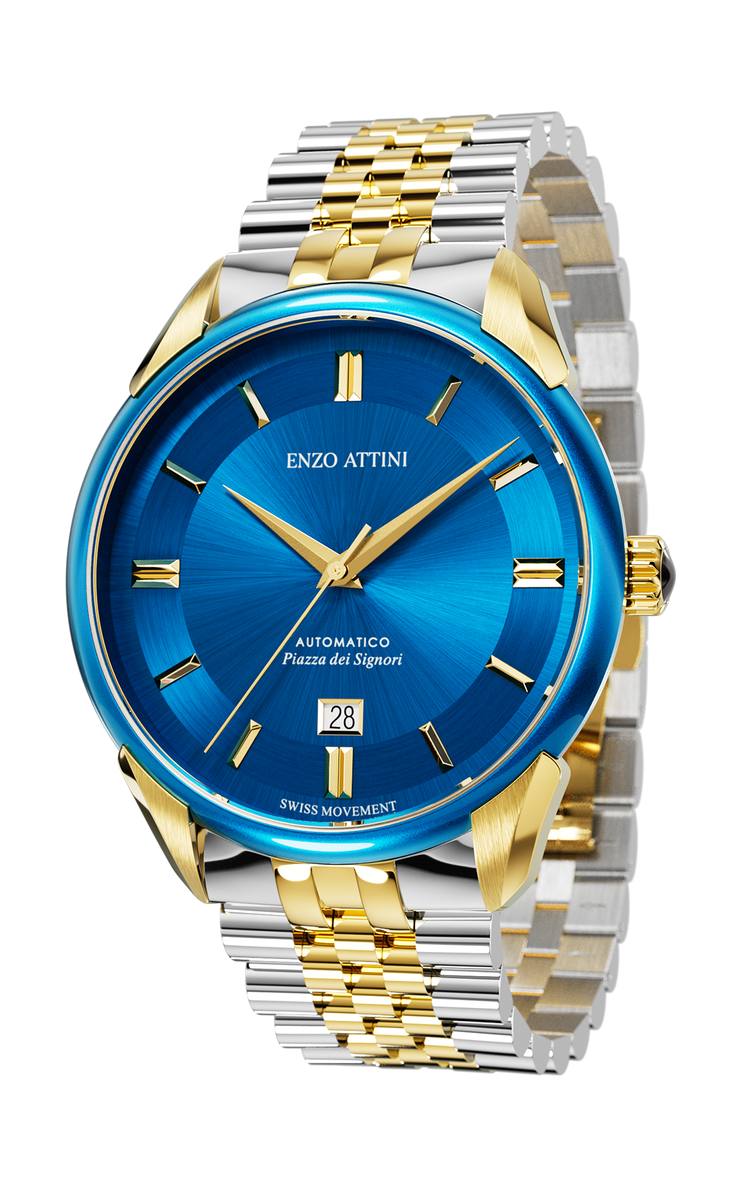 Piazza DEI Signori Automatic Ll / President Bracelet, Silver & Gold Color, Swiss Movement.