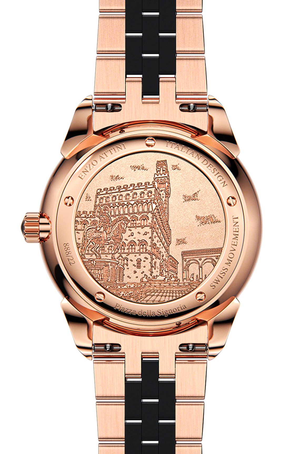 Piazza della Signoria / President Bracelet, Rose Gold & Black