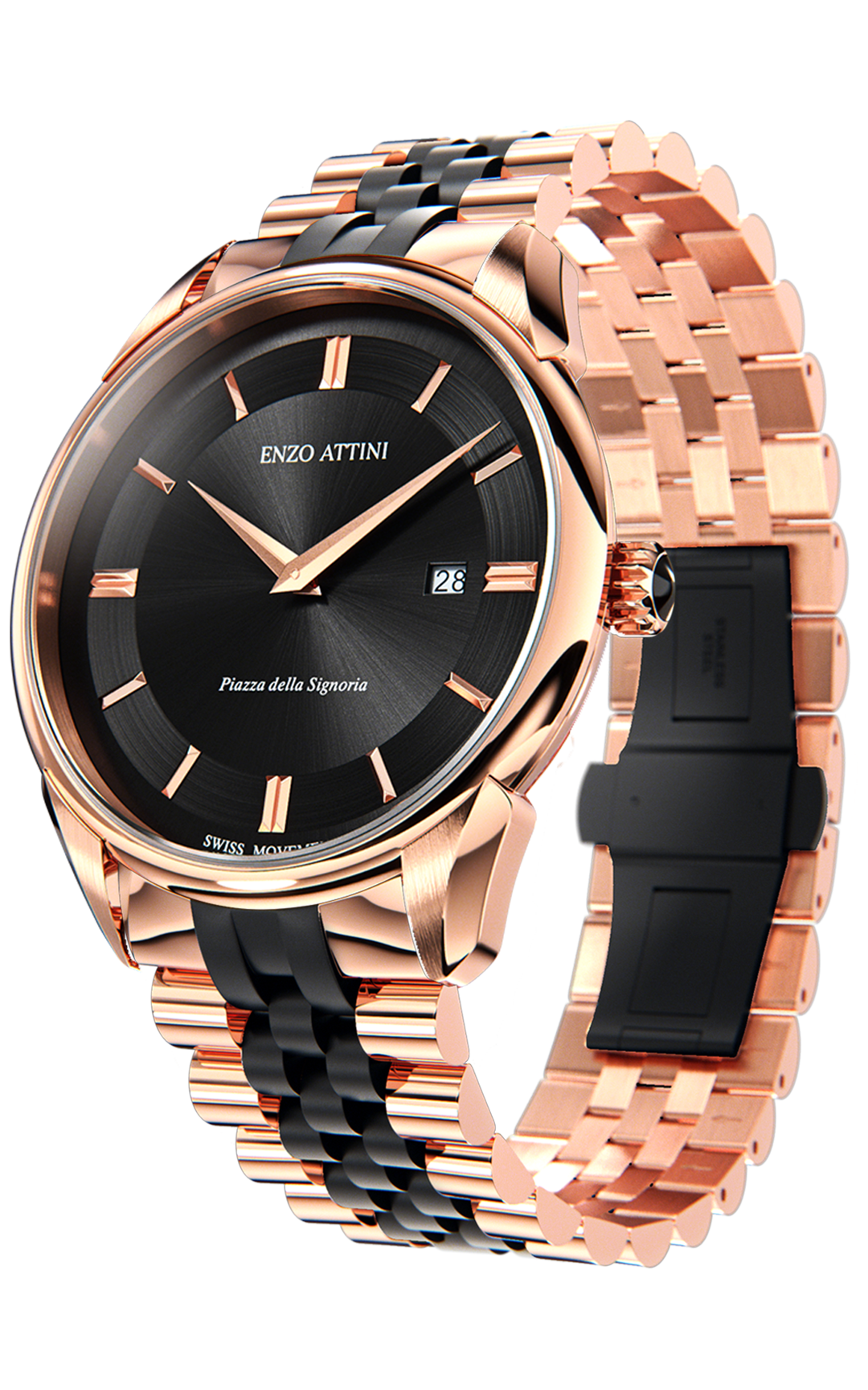 Piazza della Signoria / President Bracelet, Rose Gold & Black