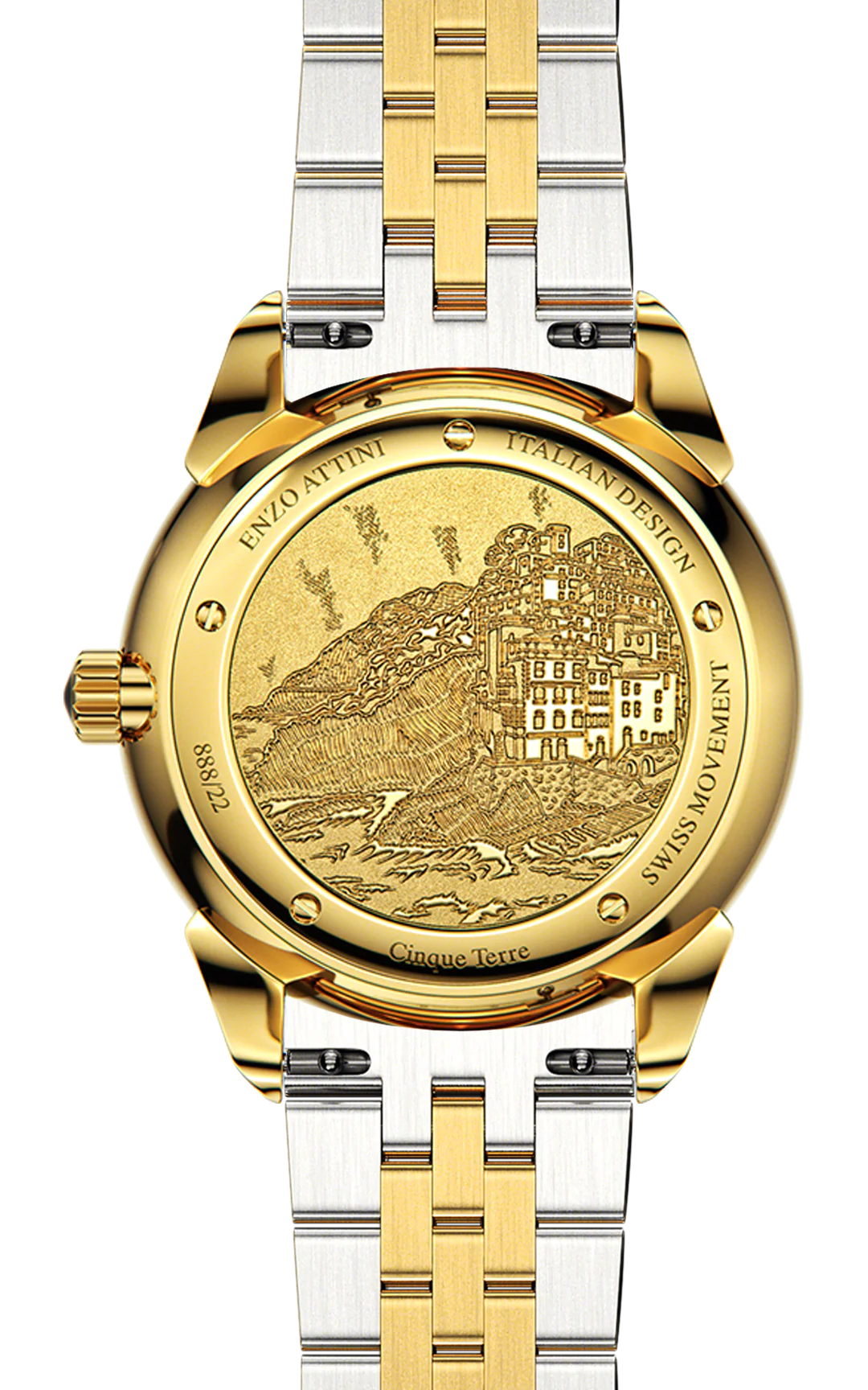 Cinque Terre / President Bracelet, Silver & Gold Color, Swiss Movement.