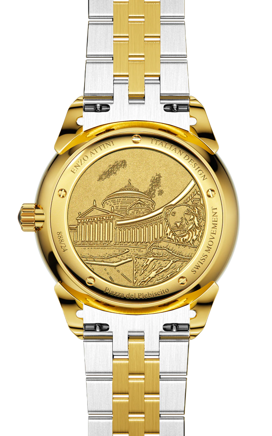 Piazza del Plebiscito ll / President Bracelet, Silver & Gold Color, Swiss Movement.