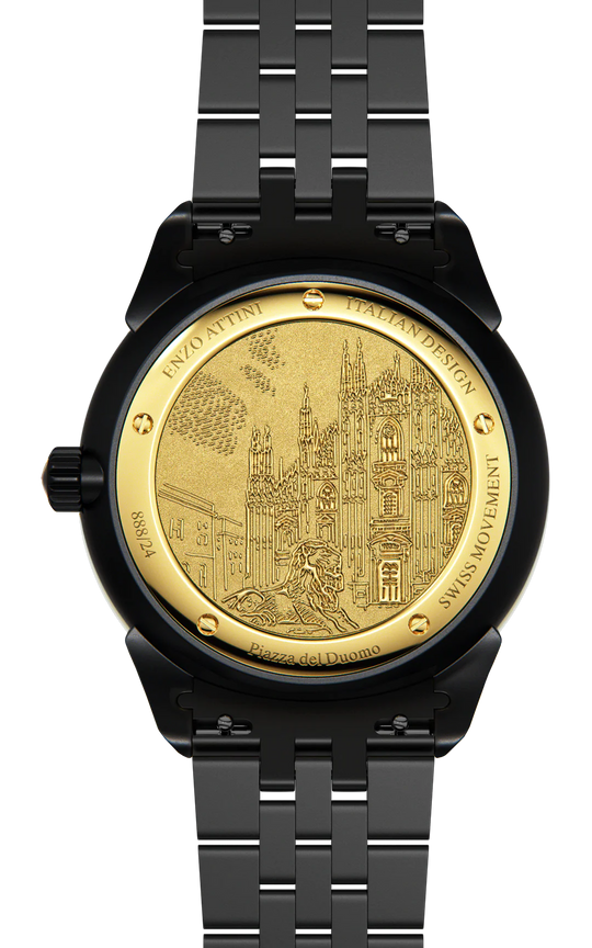 Piazza del Duomo, Milano ll / President Bracelet, Black Color, Swiss Movement