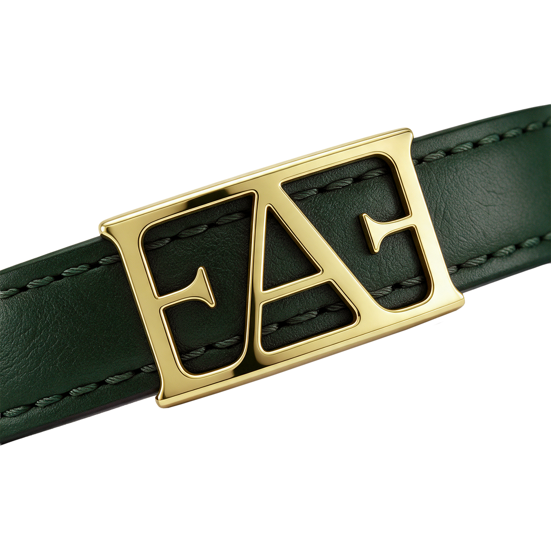 Statement Leather Bracelet / Green Color