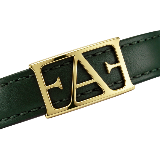 Statement Leather Bracelet / Green Color
