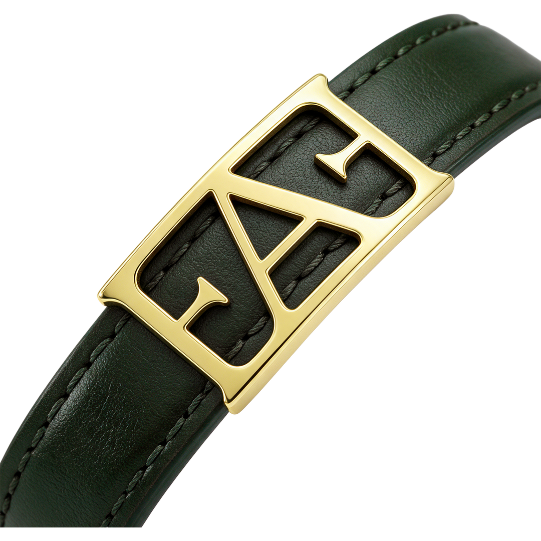 Statement Leather Bracelet / Green Color