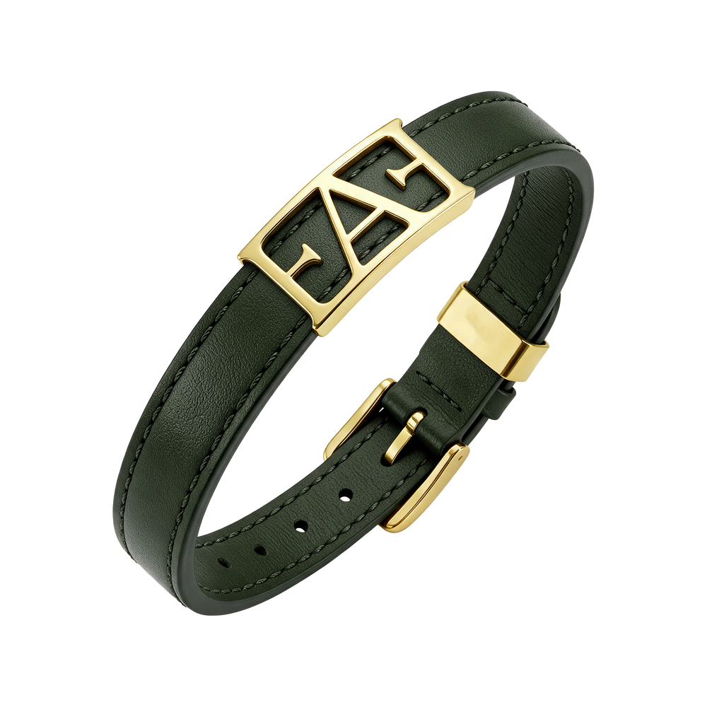 Statement Leather Bracelet / Green Color