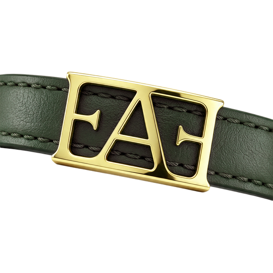 Statement Leather Bracelet / Green Color