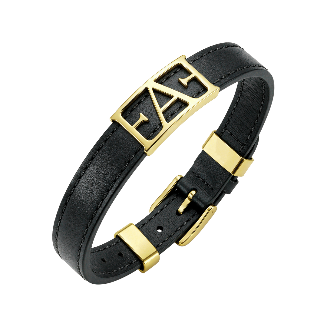Statement Leather Bracelet / Black Color