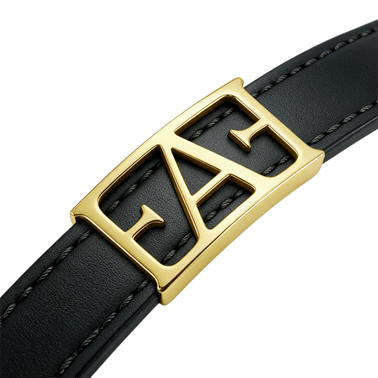 Statement Leather Bracelet / Black Color