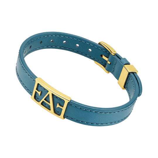 Statement Leather Bracelet / Blue Color