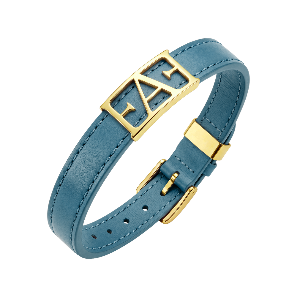 Statement Leather Bracelet / Blue Color