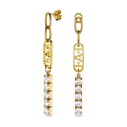 Glam Tennis Chain Earrings / White Color - Enzo Attini - - earrings, jewelry_women