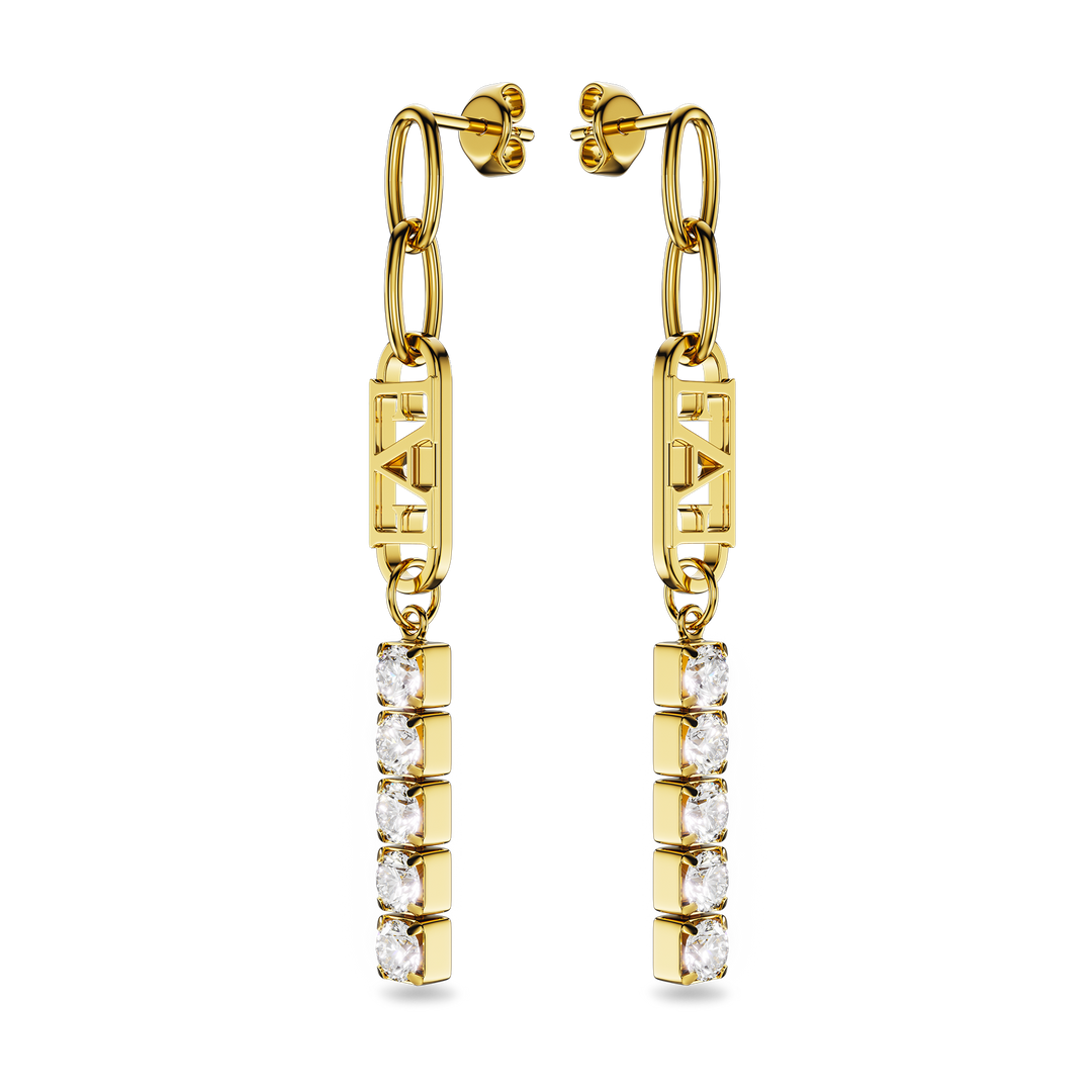 Glam Tennis Chain Earrings / White Color - Enzo Attini - - earrings, jewelry_women
