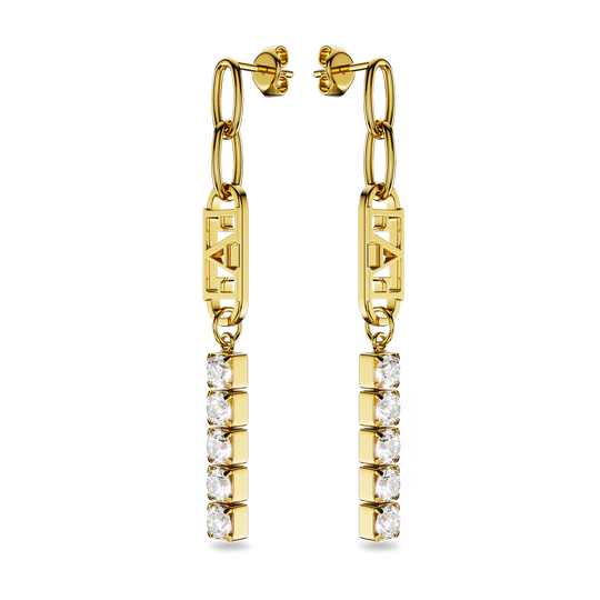 Glam Tennis Chain Earrings / White Color - Enzo Attini - - earrings, jewelry_women