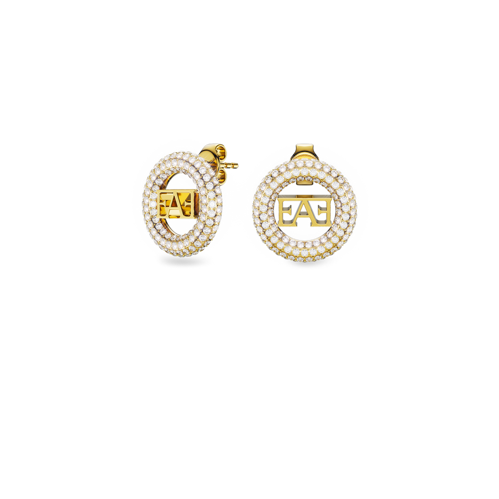 Halo Stud Earrings / White Color - Enzo Attini - - earrings, jewelry_women