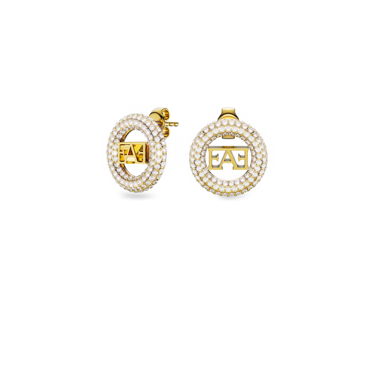 Halo Stud Earrings / White Color - Enzo Attini - - earrings, jewelry_women