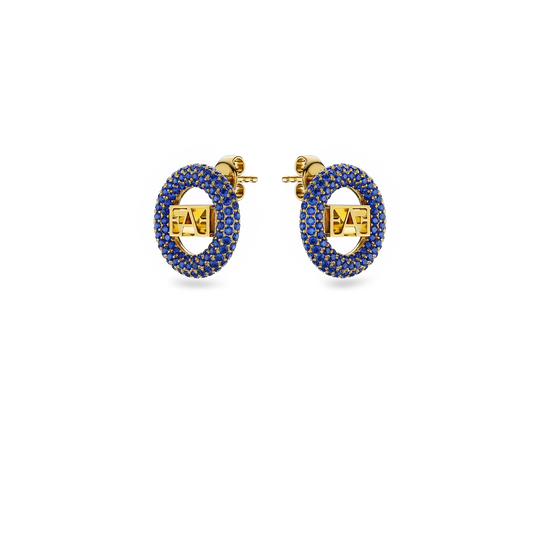 Halo Stud Earrings / Blue Color - Enzo Attini - - earrings, jewelry_women