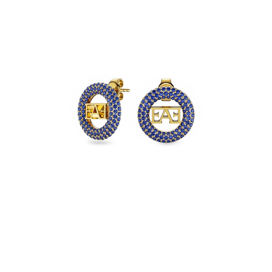 Halo Stud Earrings / Blue Color - Enzo Attini - - earrings, jewelry_women