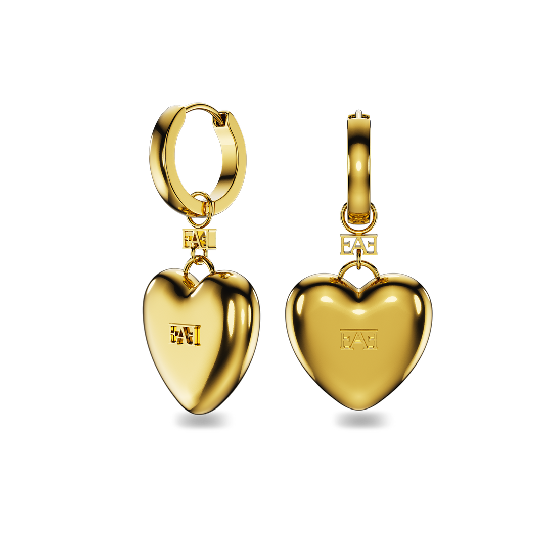 Heart Charm Hoop Earrings - Enzo Attini - - earrings, jewelry_women