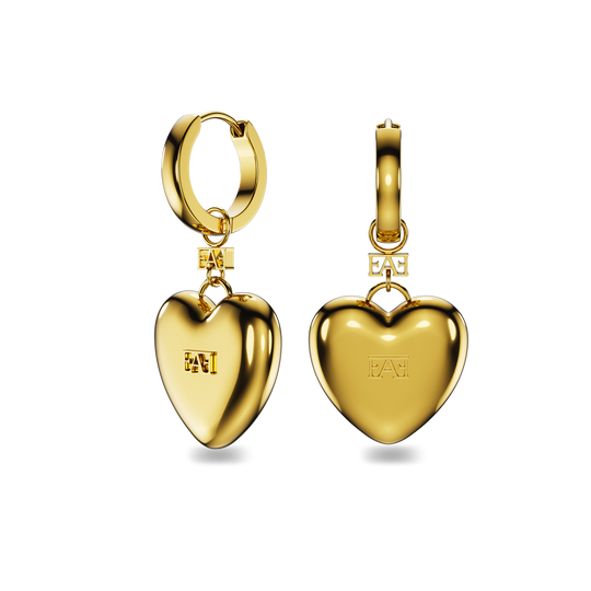 Heart Charm Hoop Earrings - Enzo Attini - - earrings, jewelry_women
