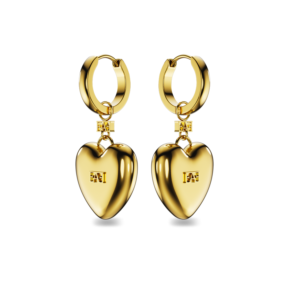 Heart Charm Hoop Earrings - Enzo Attini - - earrings, jewelry_women