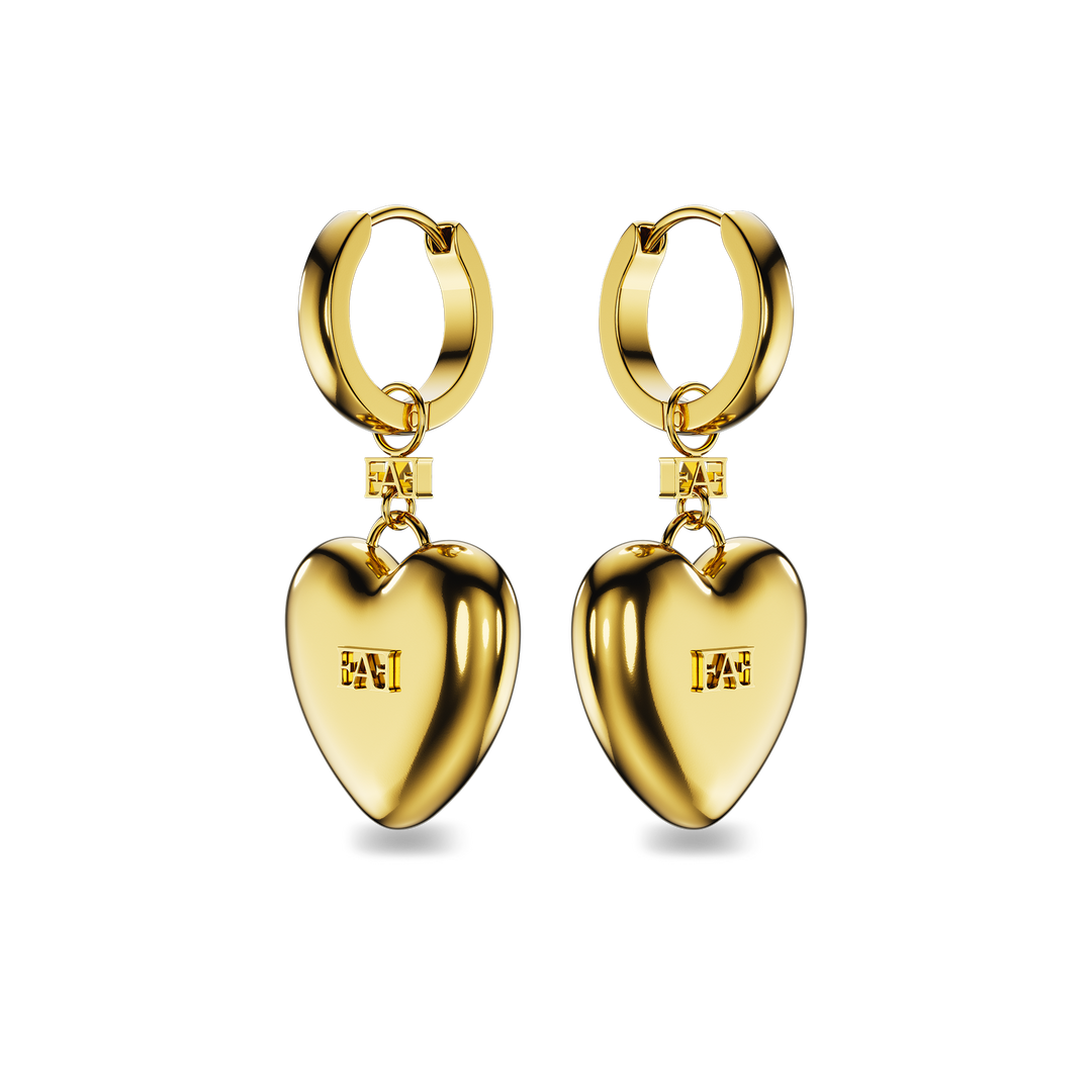 Heart Charm Hoop Earrings - Enzo Attini - - earrings, jewelry_women