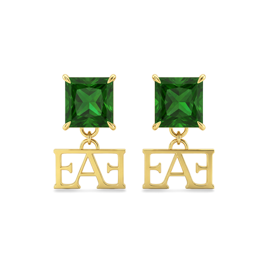 Luce Monogram Earrings / Green Color