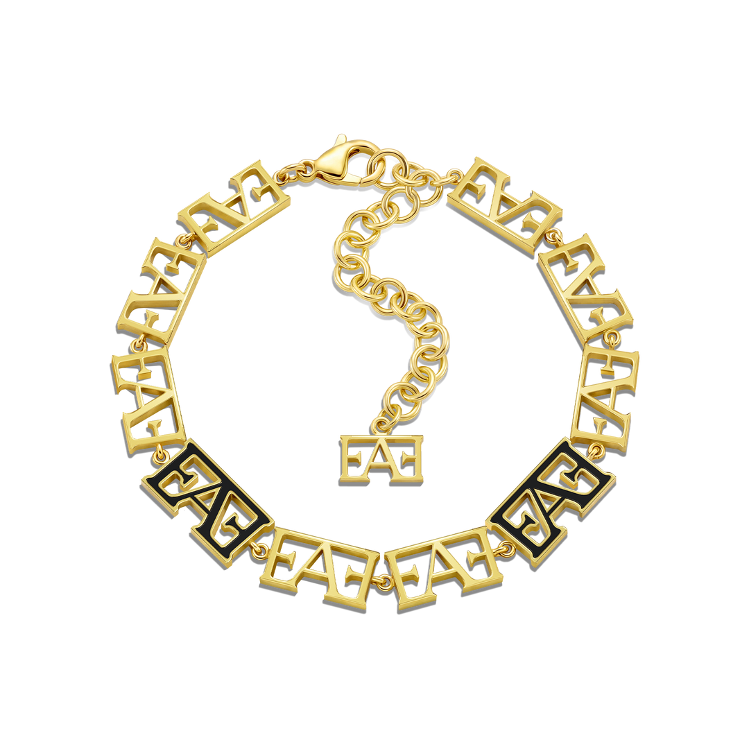 Motif Bracelet / Black & Gold Color.