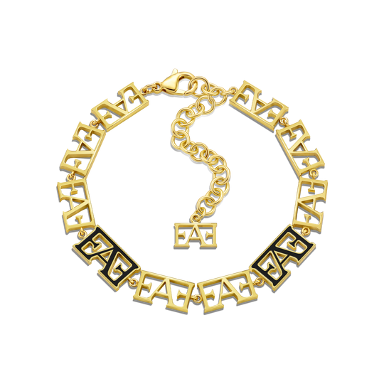 Motif Bracelet / Black & Gold Color.