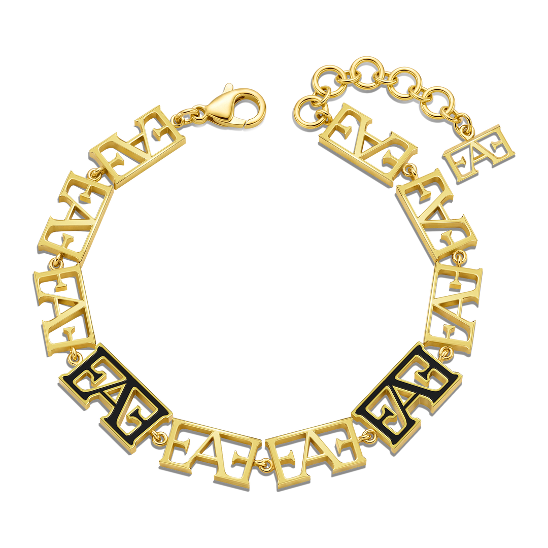 Motif Bracelet / Black & Gold Color.