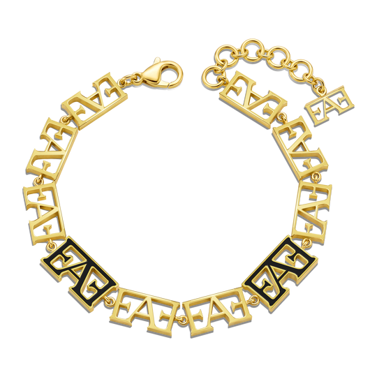 Motif Bracelet / Black & Gold Color.