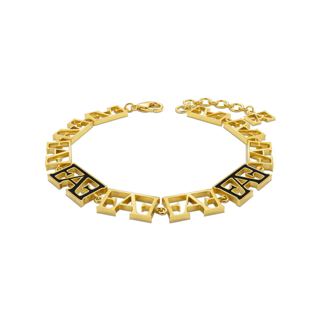 Motif Bracelet / Black & Gold Color.