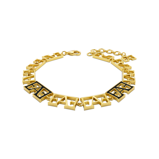 Motif Bracelet / Black & Gold Color.