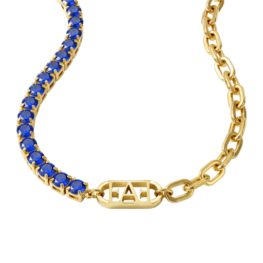 Glam Tennis Chain Necklace / Blue Color.