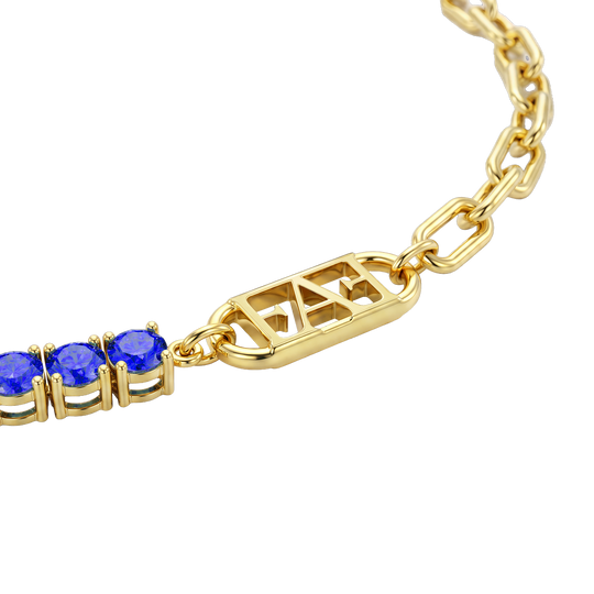 Glam Tennis Chain Necklace / Blue Color.