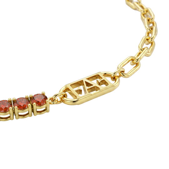Glam Tennis Chain Necklace / Red Color.