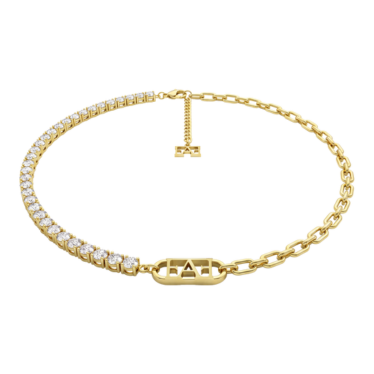 Glam Tennis Chain Necklace / White Color.