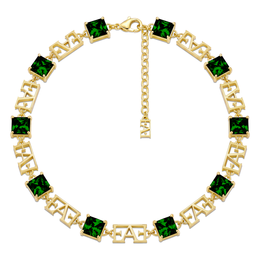 Luce Monogram Necklace / Green Color.