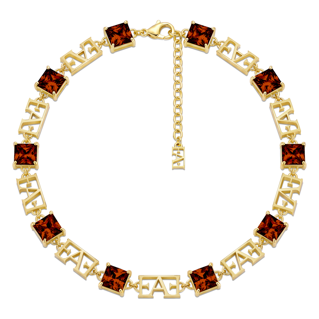 Luce Monogram Necklace / Red Color.